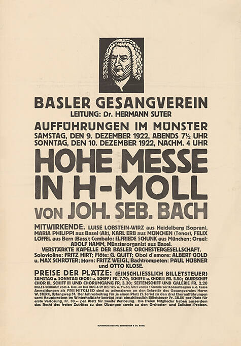 Hohe Messe in H-Moll, von Joh. Seb. Bach, Basler Gesangverein, im Münster