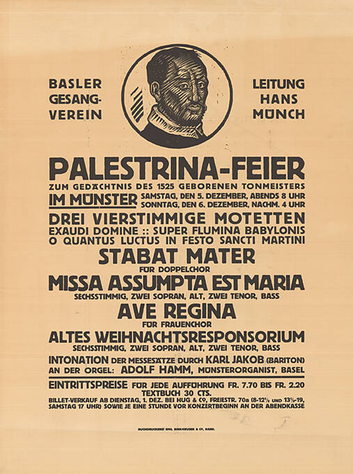 Palestrina-Feier, Leitung Hans Münch, Basler Gesangverein, im Münster