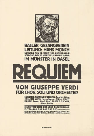 Requiem, von Giuseppe Verdi, Basler Gesangverein, Leitung: Hans Münch, im Münster in Basel