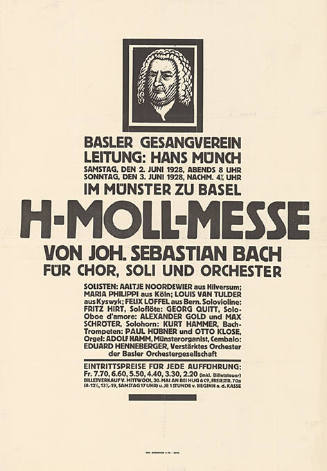 H-Moll-Messe von Joh. Sebastian Bach, Basler Gesangverein, Leitung: Hans Münch, im Münster zu Basel