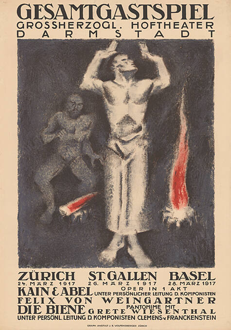 Gesamtgastspiel des Grossherzoglichen Hoftheaters Darmstadt, Zürich, St. Gallen, Basel, Kain & Abel, Felix von Weingartner, Die Biene, Grete Wiesenthal