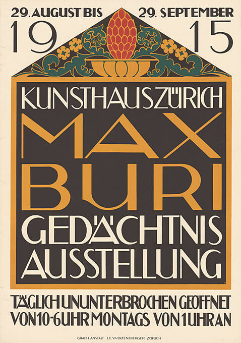 Max Buri, Gedächtnis-Ausstellung, Kunsthaus Zürich