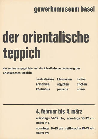 Der orientalische Teppich, Gewerbemuseum Basel