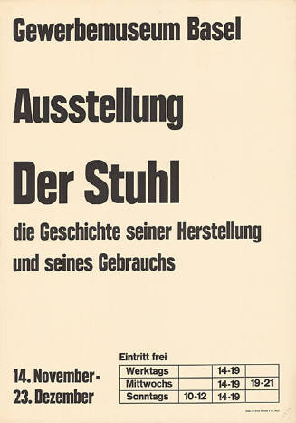 Der Stuhl, Gewerbemuseum Basel