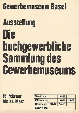 Die buchgewerbliche Sammlung des Gewerbemuseums, Gewerbemuseum Basel