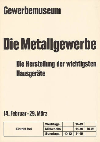 Die Metallgewerbe, Gewerbemuseum Basel