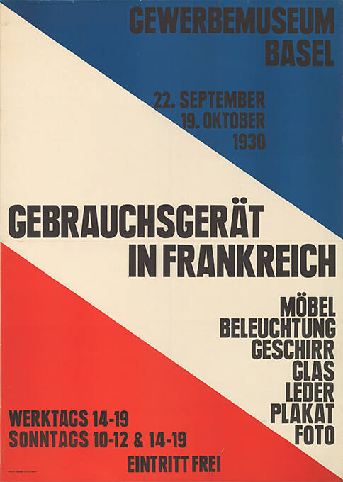 Gebrauchsgerät in Frankreich, Gewerbemuseum Basel