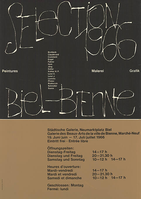 Selection 1966, Peintures, Malerei, Grafik, Biel-Bienne, Städtische Galerie Biel