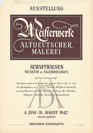 Meisterwerke altdeutscher Malerei, Schaffhausen, Museum zu Allerheiligen