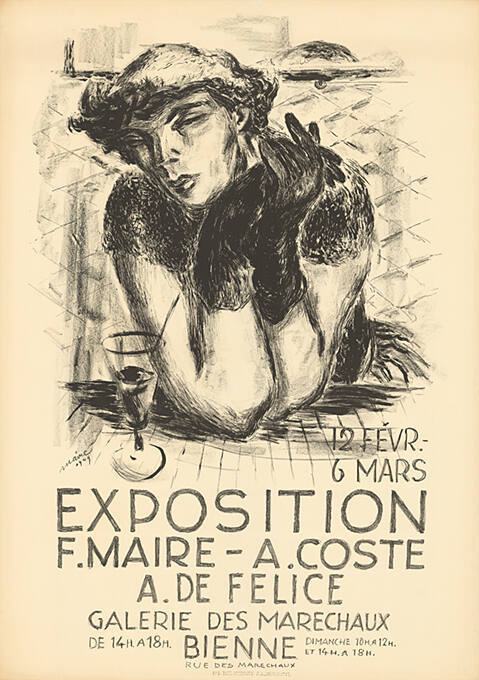 Exposition F. Maire, A. Coste, A. De Felice, Galerie des Maréchaux, Bienne