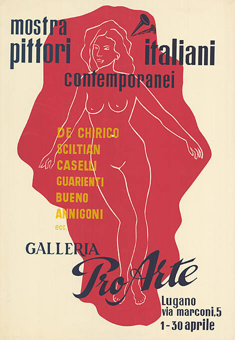 Mostra pittori italiani contemporanei, De Cirico, Sciltian, Caselli, Guarienti, Bueno, Annigoni, Galleria Pro Arte Lugano