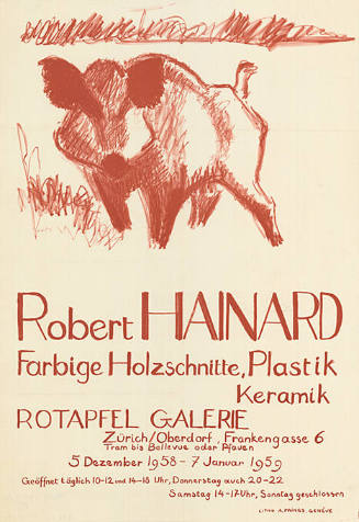 Robert Hainard, Farbige Holzschnitte, Plastik, Keramik, Rotapfel Galerie