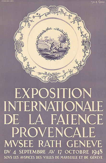 Exposition Internationale de la Faience Provençale, Musée Rath Genève