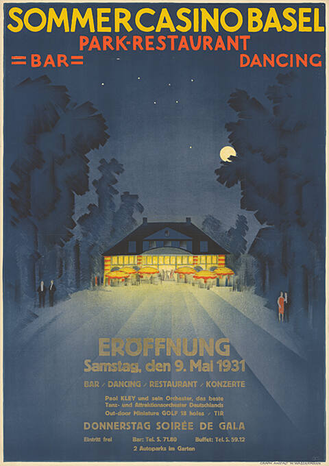 Sommercasino Basel, Park-Restaurant, Bar, Dancing, Eröffnung, Samstag den 9. Mai 1931