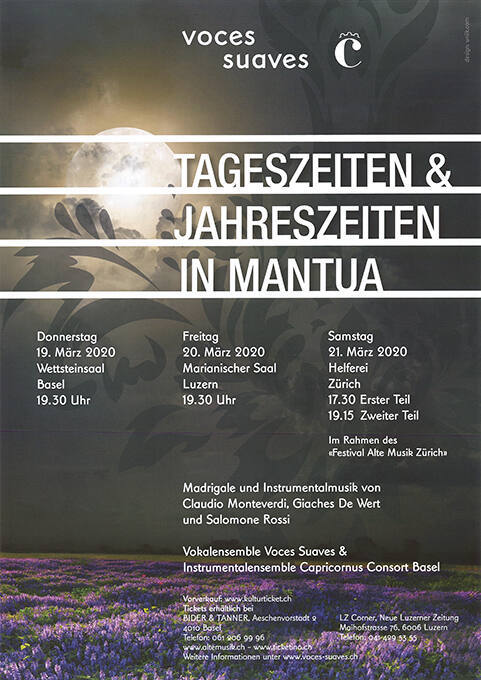 Tageszeiten & Jahreszeiten in Mantua, Voces Suaves, Wettsteinsaal Basel