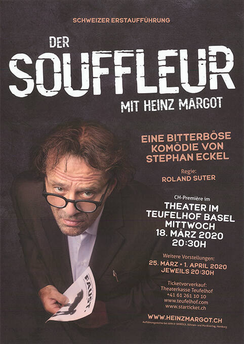 Der Souffleur, Mit Heinz Margot, Eine bitterböse Komödie von Stephan Eckel, Theater im Teufelhof, Basel