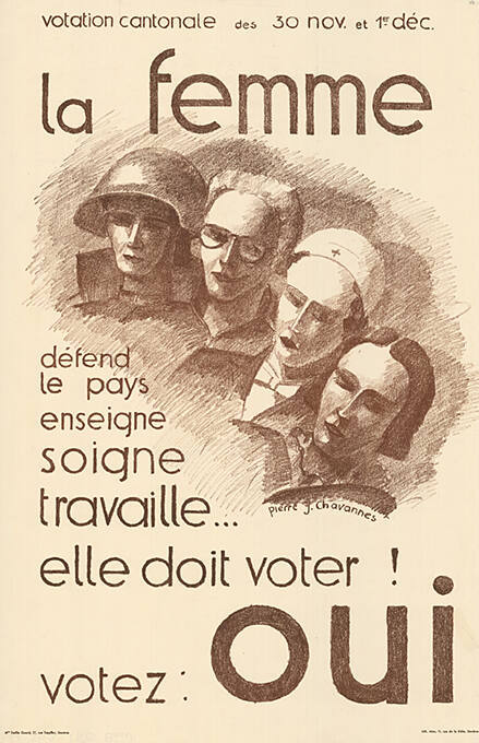 La femme, défend le pays, enseigne, soigne travaille… elle doit voter! votez: oui