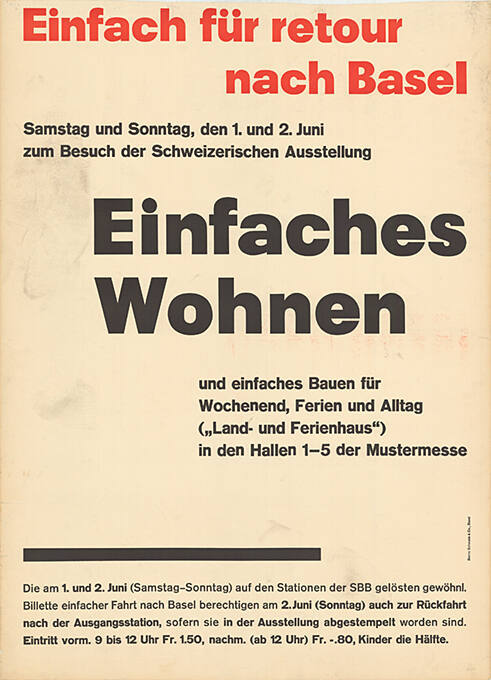 Einfaches Wohnen, Einfach für retour nach Basel, Mustermesse