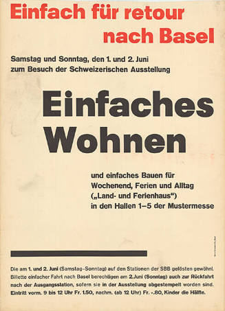 Einfaches Wohnen, Einfach für retour nach Basel, Mustermesse