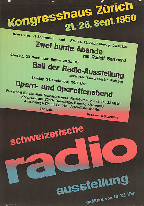 Schweizerische Radio Ausstellung, Kongresshaus Zürich