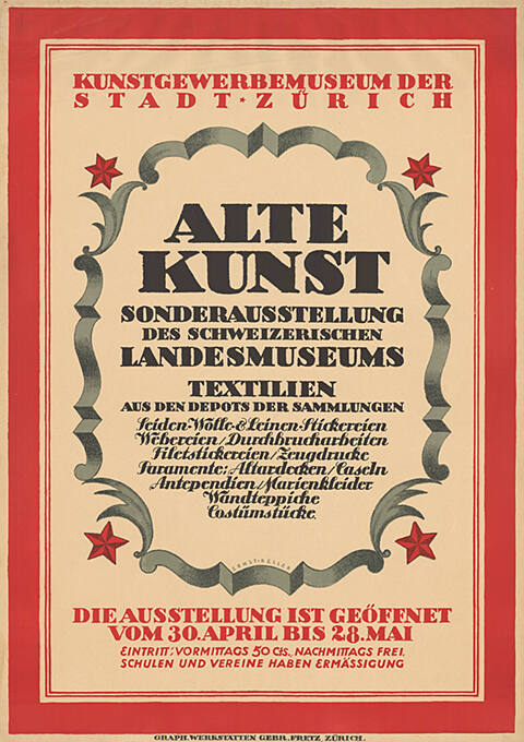 Alte Kunst, Sonderausstellung des Schweizerischen Landesmuseums, Textilien, Kunstgewerbemuseum der Stadt Zürich