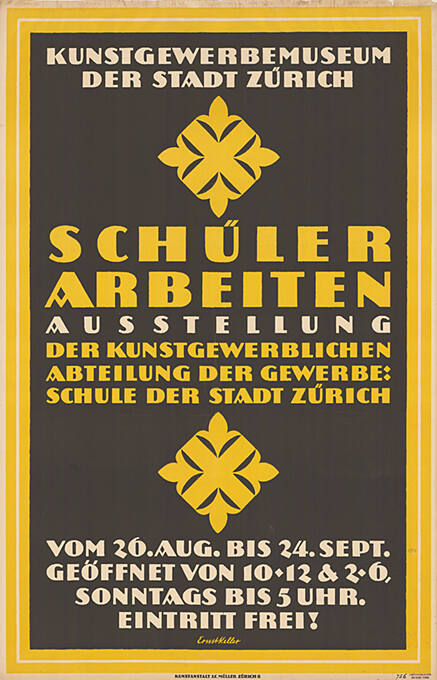 Schülerarbeiten, Ausstellung der Kunstgewerblichen Abteilung der Gewerbeschule der Stadt Zürich, Kunstgewerbemuseum der Stadt Zürich