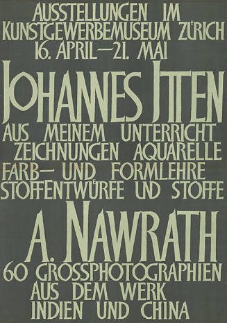 Johannes Itten, A. Nawrath, Kunstgewerbemuseum Zürich