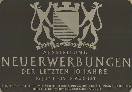 Neuerwerbungen der letzten 10 Jahre, Ausstellung, Kunstgewerbemuseum Zürich