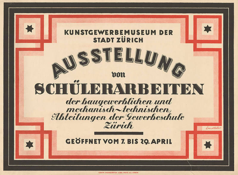 Ausstellung von Schülerarbeiten der baugewerblichen und mechanisch-technischen Abteilungen der Gewerbeschule Zürich, Kunstgewerbemuseum der Stadt Zürich