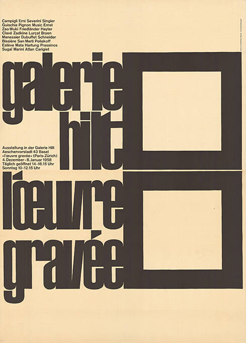 Galerie Hilt, l’œuvre gravée