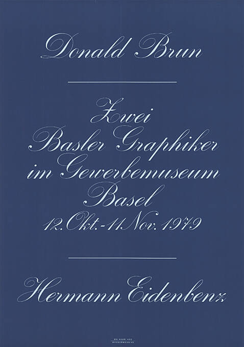 Donald Brun, Hermann Eidenbenz, Zwei Basler Graphiker, Gewerbemuseum Basel