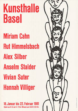 Miriam Cahn, Ruth Himmelsbach, Alex Silber, Anselm Stalder, Vivan Suhr, Hannah Villiger, Kunsthalle Basel