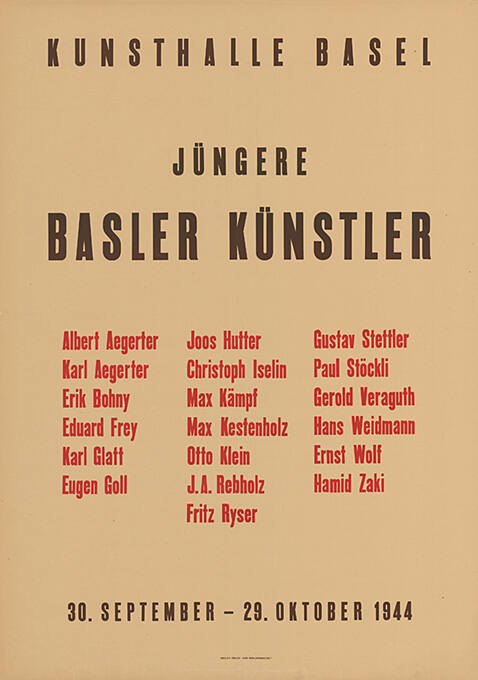 Jüngere Basler Künstler, Kunsthalle Basel