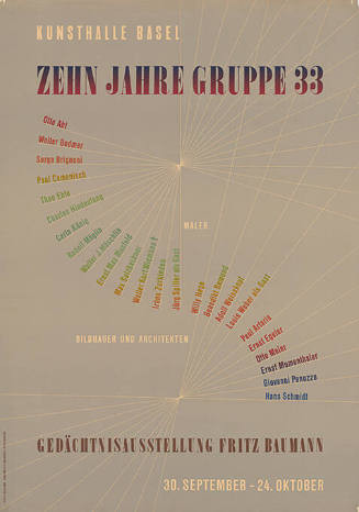 Zehn Jahre Gruppe 33, Gedächtnisausstellung Fritz Baumann, Kunsthalle Basel