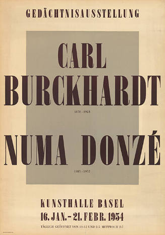 Gedächtnisausstellung Carl Burckhardt, Numa Donzé, Kunsthalle Basel