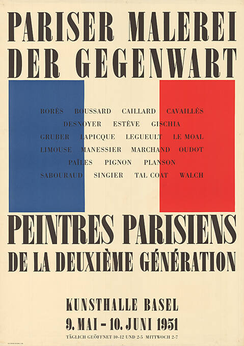 Pariser Malerei der Gegenwart, peintres parisiens de la deuxième génération, Kunsthalle Basel