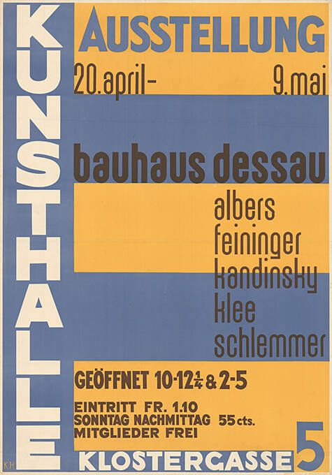 Bauhaus Dessau, Albers, Feininger, Kandinsky, Klee, Schlemmer, Kunsthalle Basel