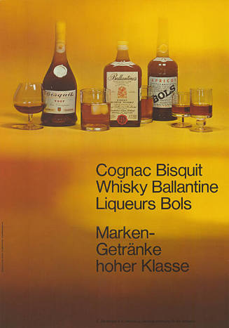 Cognac Bisquit, Whisky Ballantine, Liqueurs Bols