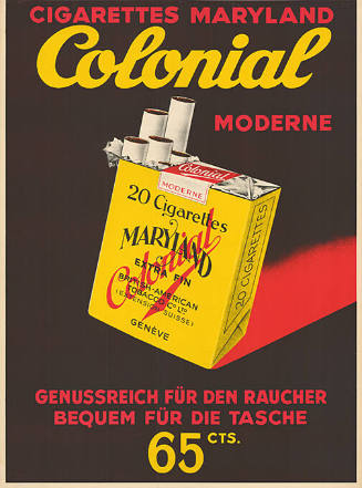 Colonial moderne, Cigarettes Maryland, Genuss für den Raucher, bequem für die Tasche