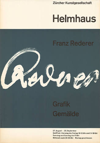 Franz Rederer, Grafik Gemälde, Helmhaus Zürich