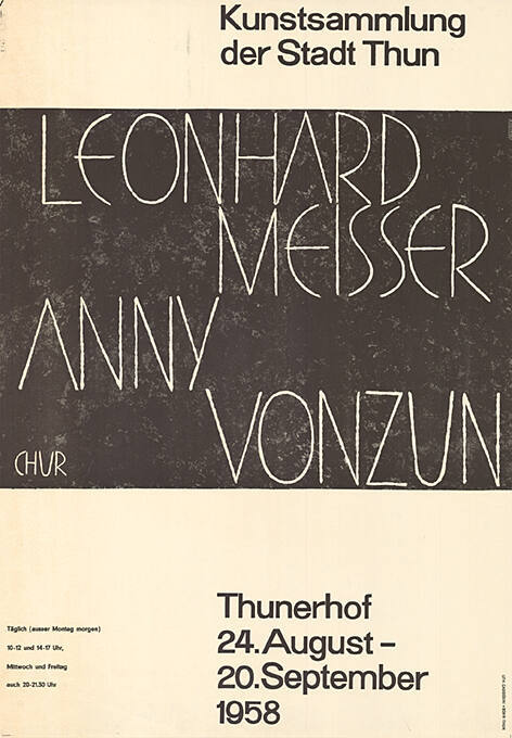 Leonhard Meisser, Anny Vonzun, Kunstsammlung der Stadt Thun