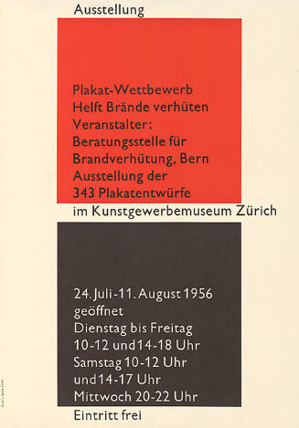 Ausstellung, Plakat-Wettbewerb, Helft Brände verhüten, Kunstgewerbemuseum Zürich