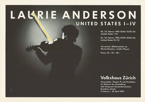 Laurie Anderson, United States I– IV, Volkshaus Zürich