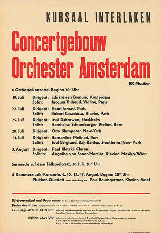 Concertgebouw Orchester Amsterdam, Kursaal Interlaken