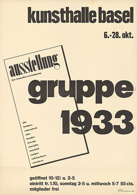 Gruppe 1933, Kunsthalle Basel