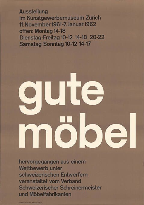 Gute Möbel, Ausstellung im Kunstgewerbemuseum Zürich