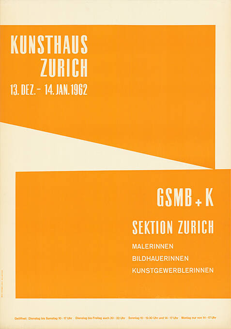 GSMB + K Sektion Zürich, Malerinnen Bildhauerinnen, Kunstgewerblerinnen, Kunsthaus Zürich