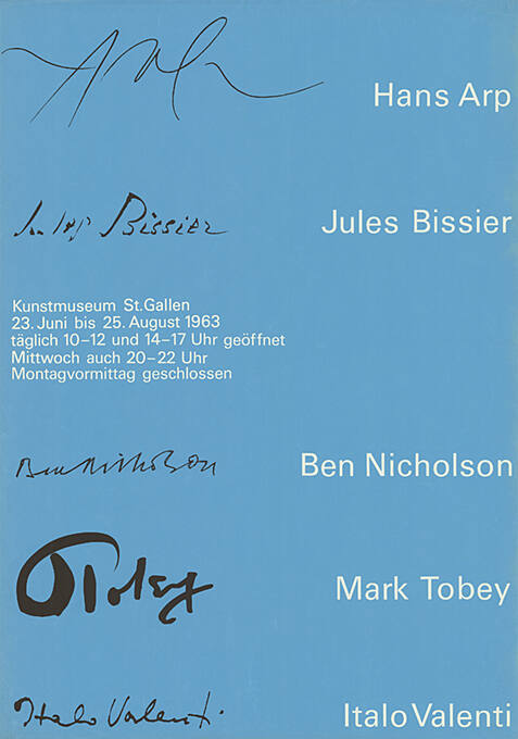 Hans Arp, Jules Bissier, Ben Nicholson, Mark Tobey, Italo Valenti, Kunstmuseum St. Gallen