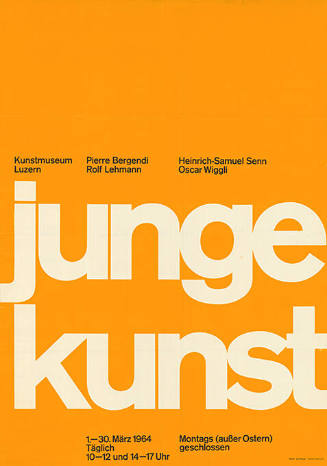 Junge Kunst, Pierre Bergendi, Rolf Lehmann, Heinrich-Samuel Senn, Oscar Wiggli, Kunstmuseum Luzern