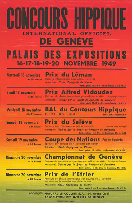 Concours Hippique International Officiel de Genève, Palais des Expositions